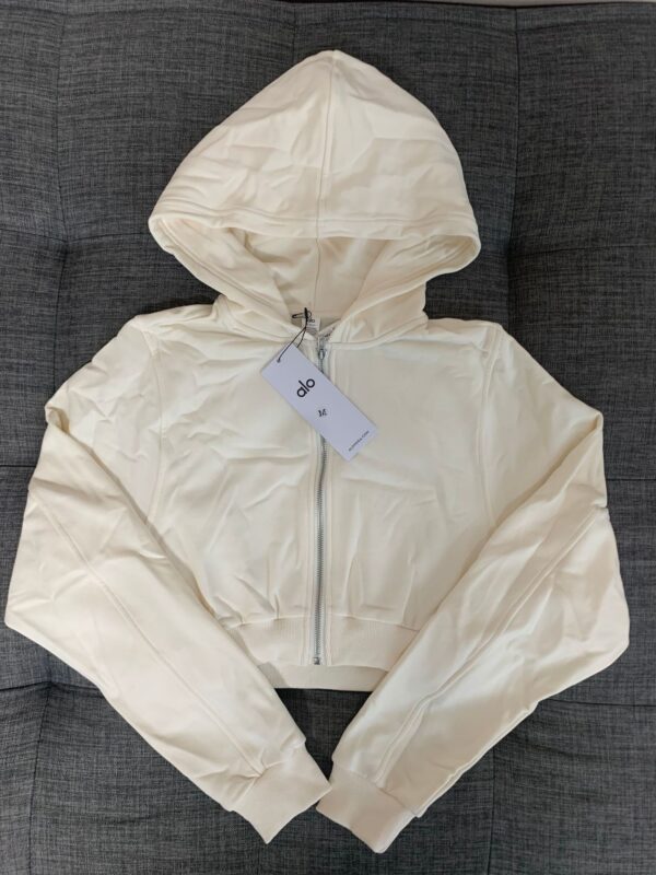 Sweatshirt woman, street style, short cardigan, hooded yoga wear, zippered long-sleeved top, sporty casual jacket