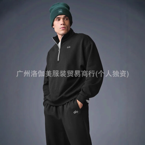 aloyoga outerwear for autumn and winter, warm, with a lapel and half zipper, loose, simple, solid-color sweatshirt, suitable for both men and women