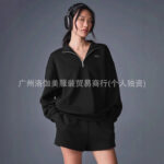 aloyoga outerwear for autumn and winter, warm, with a lapel and half zipper, loose, simple, solid-color sweatshirt, suitable for both men and women