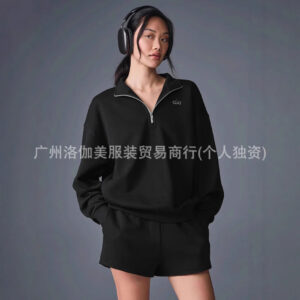 aloyoga outerwear for autumn and winter, warm, with a lapel and half zipper, loose, simple, solid-color sweatshirt, suitable for both men and women