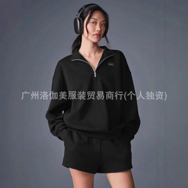 aloyoga outerwear for autumn and winter, warm, with a lapel and half zipper, loose, simple, solid-color sweatshirt, suitable for both men and women