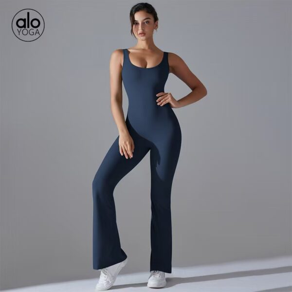 alo's new solid-color, beautiful back, lifted buttocks, long, slimming and wide-leg jumpsuit for sports, running, fitness and yoga