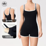 alo yoga fitness, running, beautiful back jumpsuit, tight with chest pads, aerial yoga suit