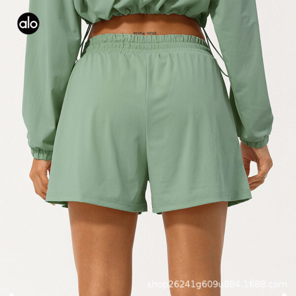 alo official website style original factory women's sports shorts, loose drawstring, elastic waist yoga pants, running outerwear shorts
