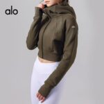 yoga wear, YOGA top, women's autumn and winter hooded fitness sports top with fleece, warm and loose jacket