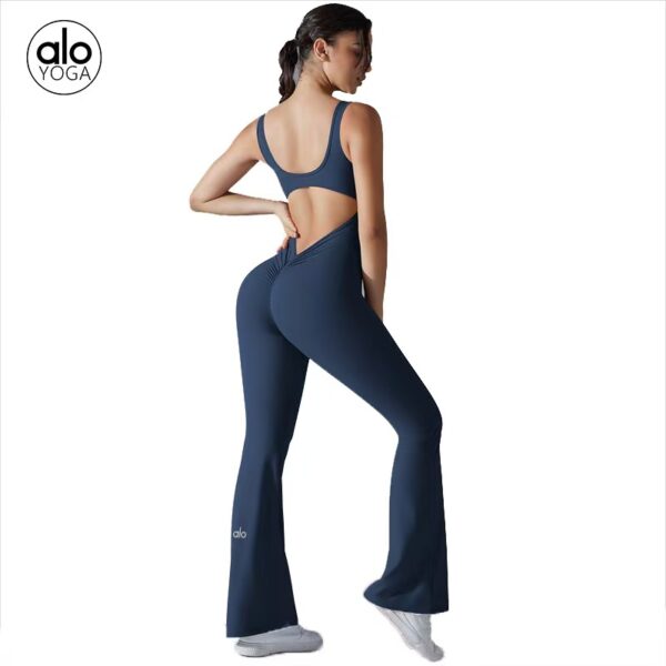 alo's new solid-color, beautiful back, lifted buttocks, long, slimming and wide-leg jumpsuit for sports, running, fitness and yoga