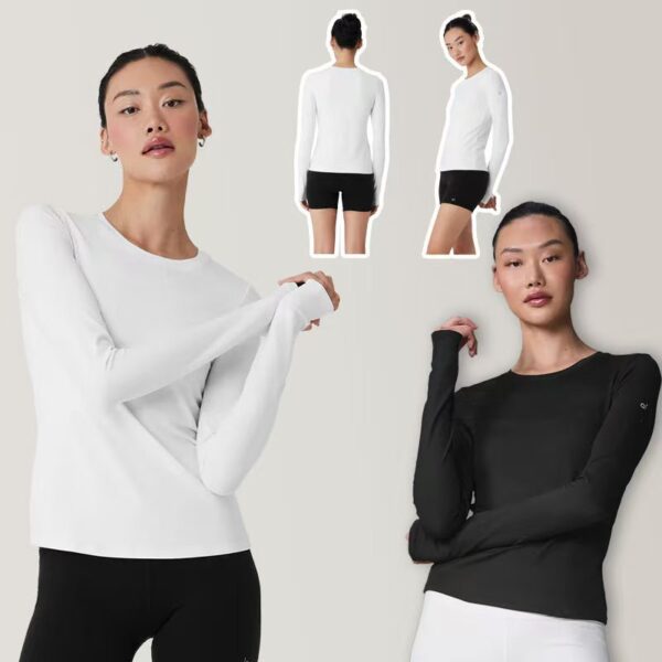 Yoga long-sleeved round-neck base layer, light and breathable top, comfortable, sporty and casual figure-hugging top