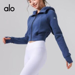 yoga wear, YOGA top, women's autumn and winter hooded fitness sports top with fleece, warm and loose jacket