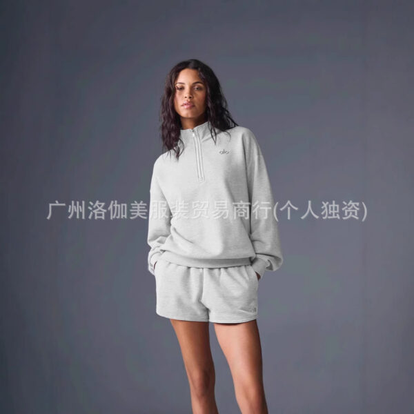 aloyoga outerwear for autumn and winter, warm, with a lapel and half zipper, loose, simple, solid-color sweatshirt, suitable for both men and women