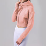 yoga wear, YOGA top, women's autumn and winter hooded fitness sports top with fleece, warm and loose jacket