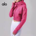 yoga wear, YOGA top, women's autumn and winter hooded fitness sports top with fleece, warm and loose jacket