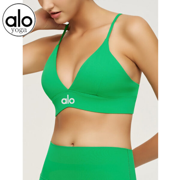 alo sports bras with a feminine look, V-neck, detachable and breast pads