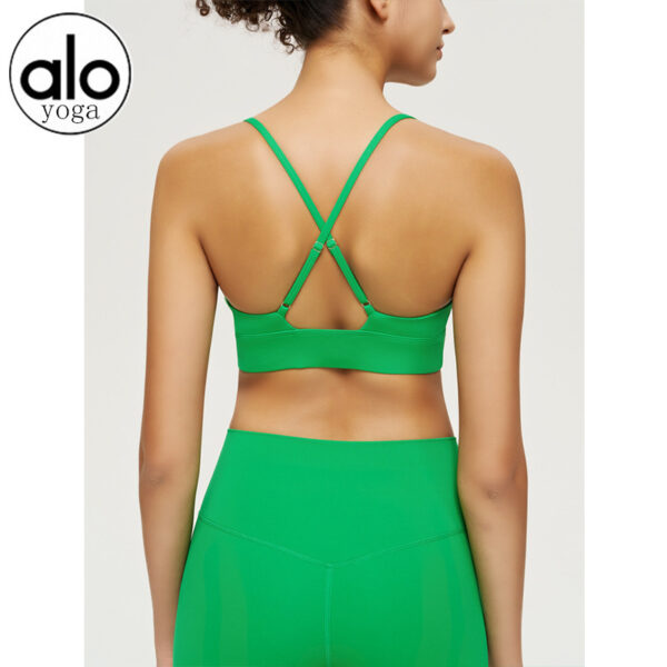 alo sports bras with a feminine look, V-neck, detachable and breast pads