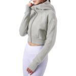 yoga wear, YOGA top, women's autumn and winter hooded fitness sports top with fleece, warm and loose jacket