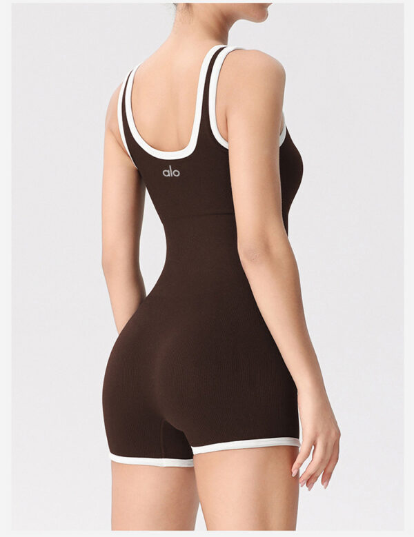 alo yoga fitness, running, beautiful back jumpsuit, tight with chest pads, aerial yoga suit