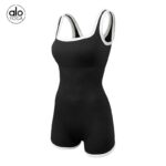 alo yoga fitness, running, beautiful back jumpsuit, tight with chest pads, aerial yoga suit