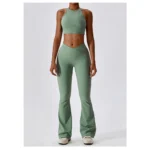 High-waisted cross yoga pants, wide-leg sport pants, hip-lifting fitness micro-pants