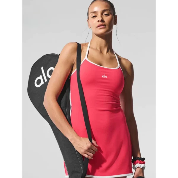 Yoga new color block halter high-neck elastic quick-drying anti-exposure sports and fitness dress