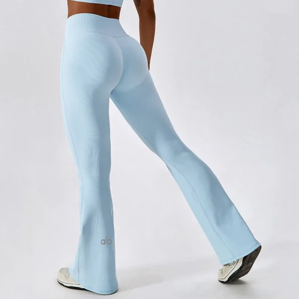 High-waisted cross yoga pants, wide-leg sport pants, hip-lifting fitness micro-pants