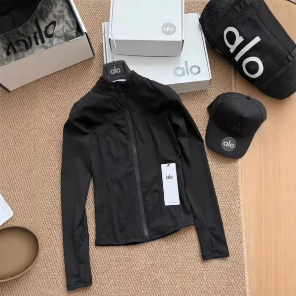 Quick-drying high-neck yoga, three-dimensional cutting, zipper jacket for sun protection