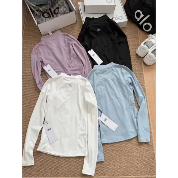 Quick-drying high-neck yoga, three-dimensional cutting, zipper jacket for sun protection