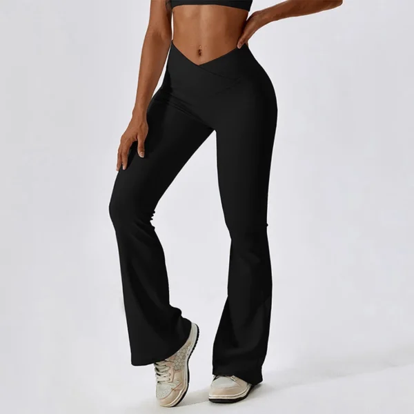 High-waisted cross yoga pants, wide-leg sport pants, hip-lifting fitness micro-pants
