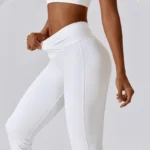 High-waisted cross yoga pants, wide-leg sport pants, hip-lifting fitness micro-pants