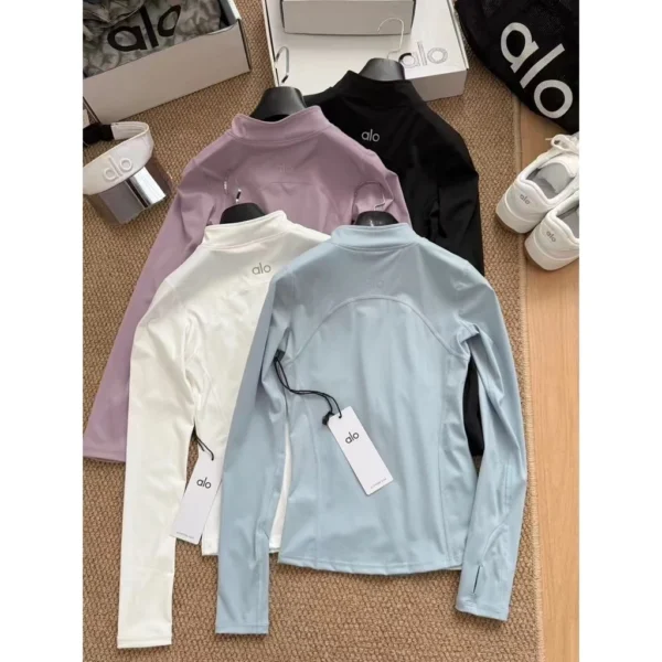 Quick-drying high-neck yoga, three-dimensional cutting, zipper jacket for sun protection