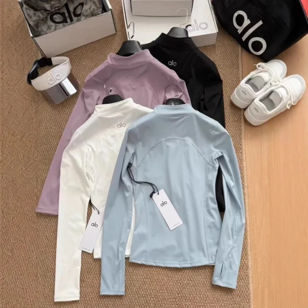 Quick-drying high-neck yoga, three-dimensional cutting, zipper jacket for sun protection