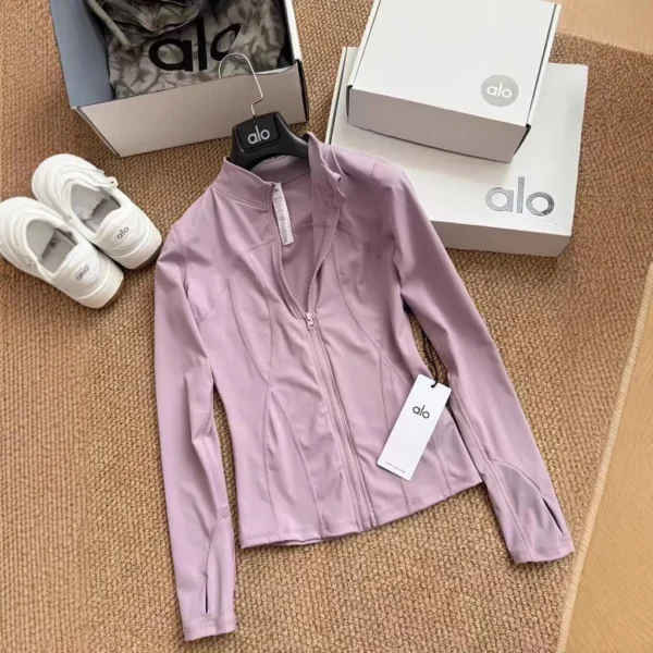 Quick-drying high-neck yoga, three-dimensional cutting, zipper jacket for sun protection