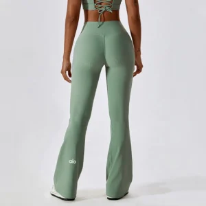 High-waisted cross yoga pants, wide-leg sport pants, hip-lifting fitness micro-pants