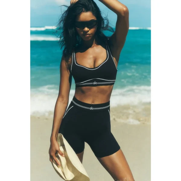 Alo calças de yoga cintura alta encolhimento barriga lifting quadril triplo crash cor yoga shorts fitness running calças de treino mulheres