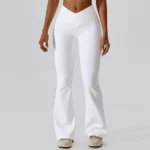 High-waisted cross yoga pants, wide-leg sport pants, hip-lifting fitness micro-pants