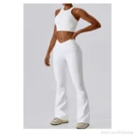 High-waisted cross yoga pants, wide-leg sport pants, hip-lifting fitness micro-pants