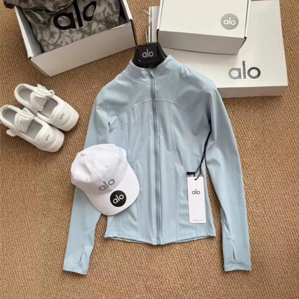 Quick-drying high-neck yoga, three-dimensional cutting, zipper jacket for sun protection