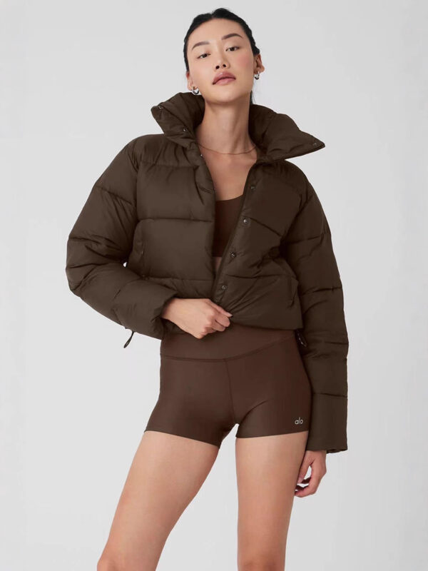 alo puff down cotton-padded jacket is a classic winter thickened and warm stand-up collar loose short sports cotton-padded jacket