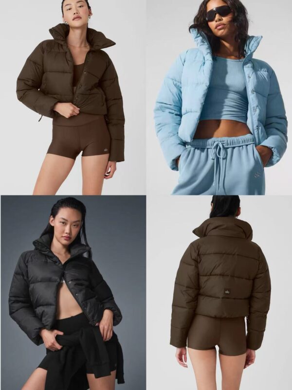 alo puff down cotton-padded jacket is a classic winter thickened and warm stand-up collar loose short sports cotton-padded jacket