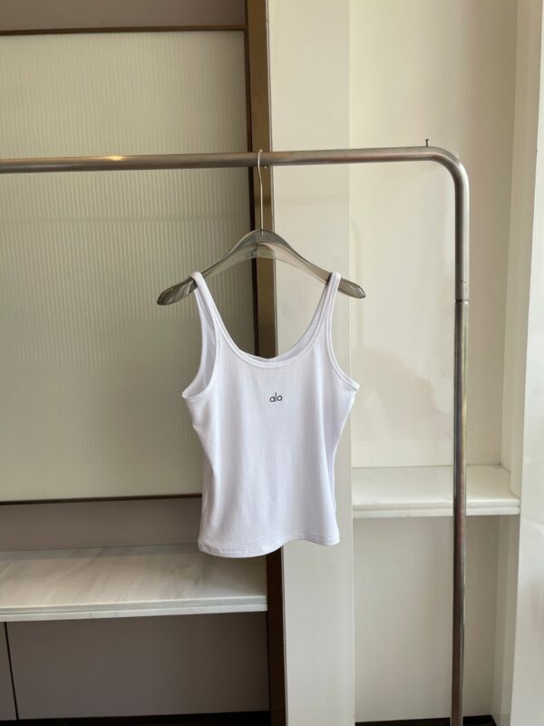 Alo letras impressas stretch thread malha halter vest casual esportes magro slim beleza volta leggings top