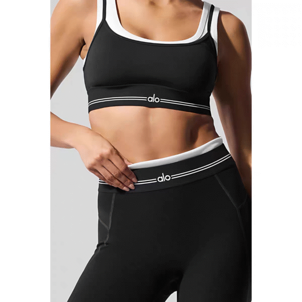 ALO Yoga set, sports vest with logo, Bra, Pilates pants