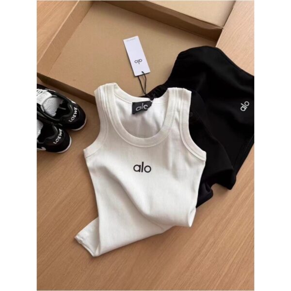 alo printed vest, versatile sports vest, knitted threaded fitness running beautiful back halter