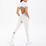 Tight-fitting, cut-out short-sleeved and long pants jumpsuit for sports, running, fitness and yoga wear
