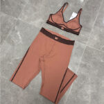 ALO yoga suit set, flocked high-elasticity sports top, tight pants, fitness training suit, lift the buttocks, high waist and tuck in the abdomen