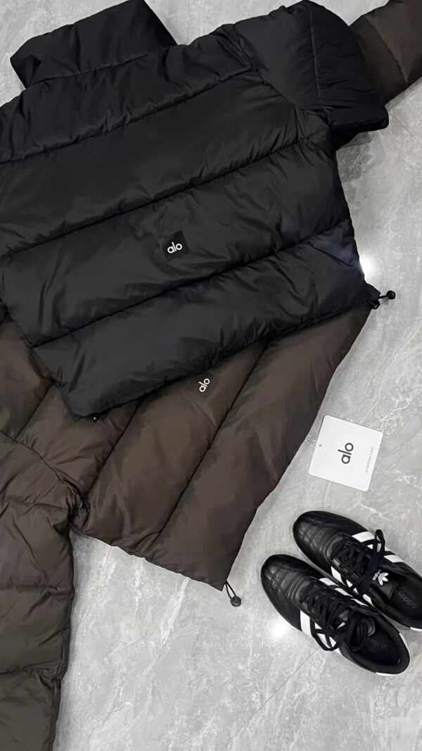 alo puff down cotton-padded jacket is a classic winter thickened and warm stand-up collar loose short sports cotton-padded jacket