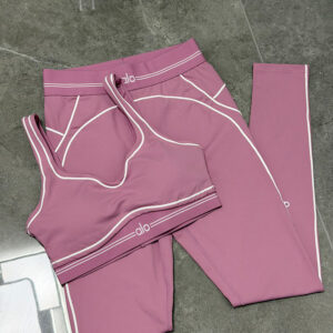 AL0 nude feel gathering sports bra, color-blocked peach butt high-waisted yoga pants, color-blocked sports yoga set