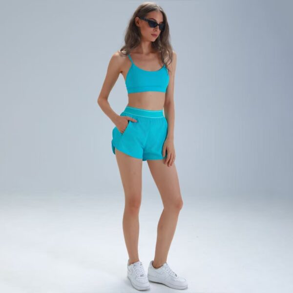 Alo cintura alta falso duas peças respirável calções de treino calças de yoga mulheres verão fino estilo anti-caminhada corrida