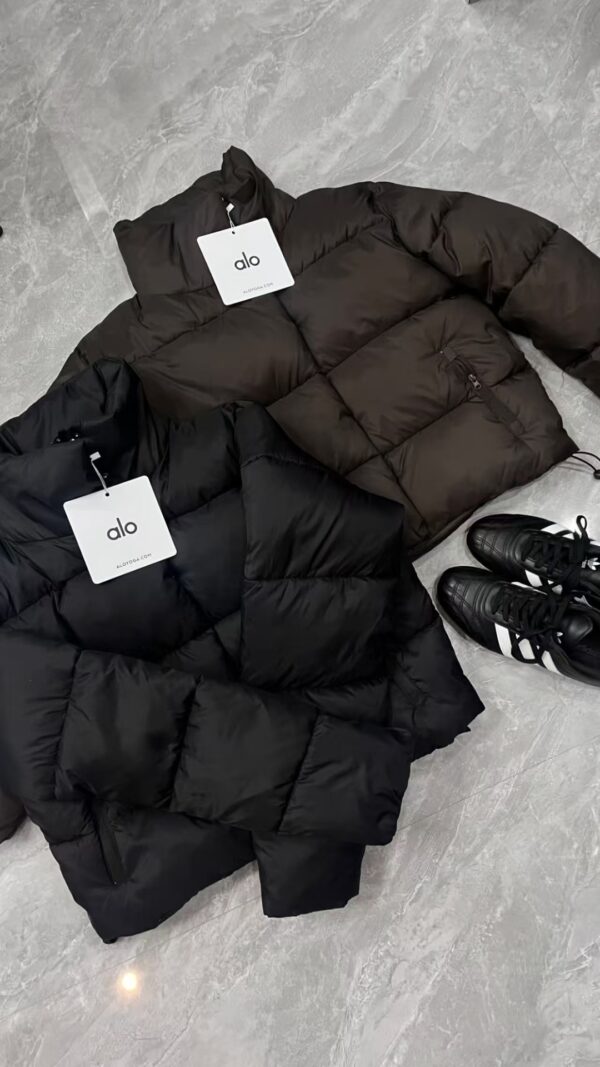 alo puff down cotton-padded jacket is a classic winter thickened and warm stand-up collar loose short sports cotton-padded jacket