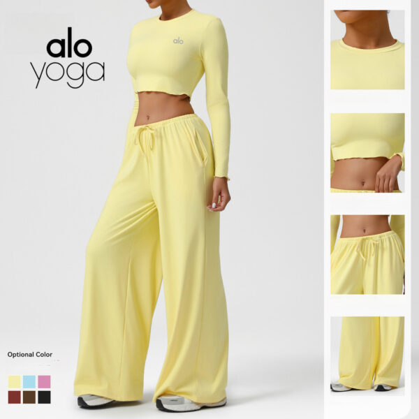 The new sports dance set features loose and sagging yoga trousers paired with tight long-sleeved tops