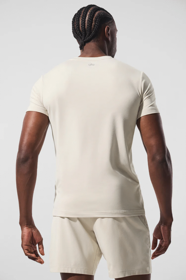 New fashionable fitness American-style sports solid color round neck high-end texture T-shirt, elastic and quick-drying