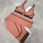 ALO yoga suit set, flocked high-elasticity sports top, tight pants, fitness training suit, lift the buttocks, high waist and tuck in the abdomen