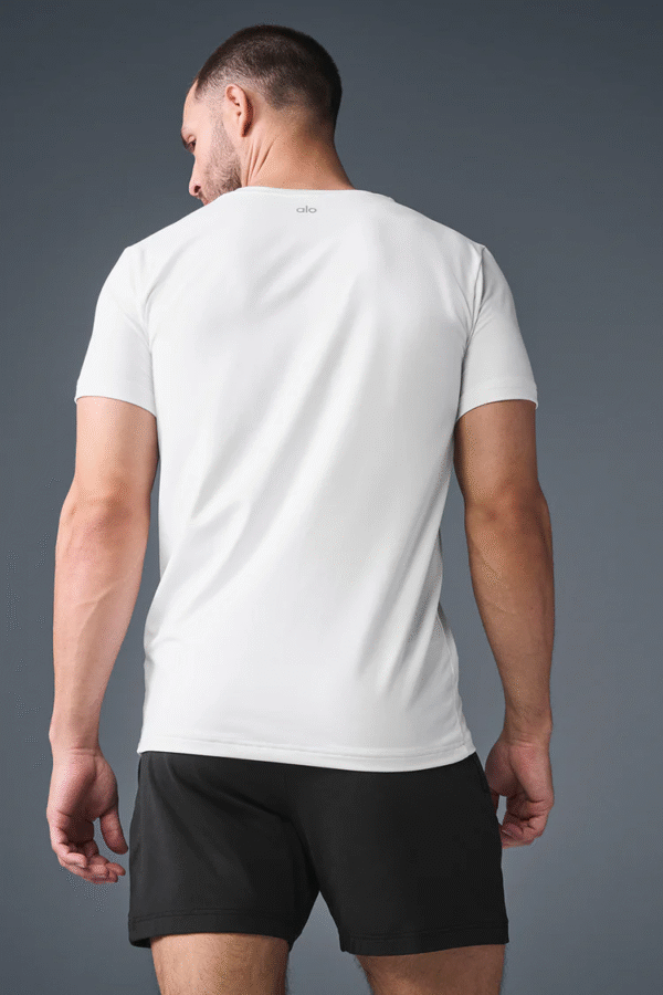 New fashionable fitness American-style sports solid color round neck high-end texture T-shirt, elastic and quick-drying